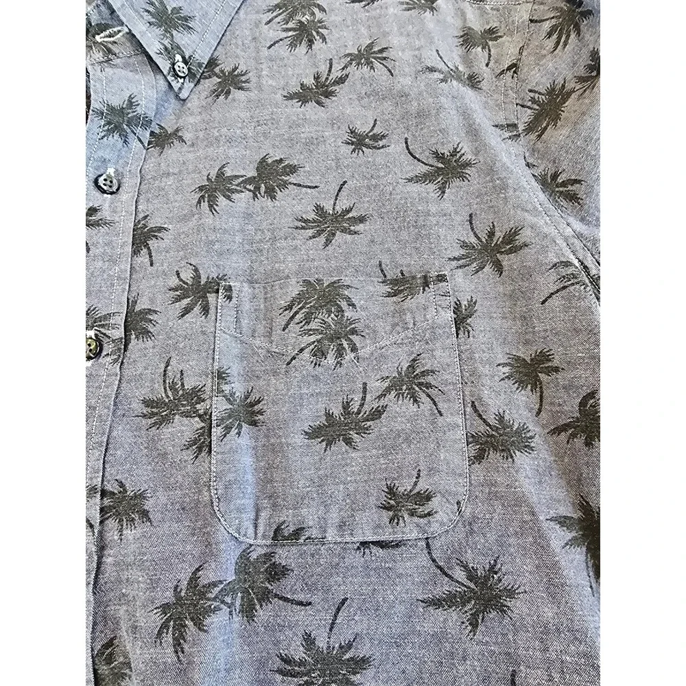J. Crew Mens Button Down Long Sleeve‎ Casual Shirt Slim Large Palm Tree Print